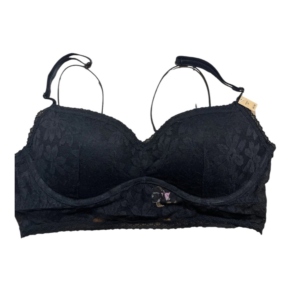 NEW PINK Victoria's Secret Lace Push Up Undewired Bralette Bra Black Size L